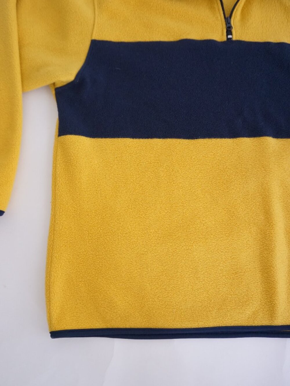 Vintage Court Club Yellow Navy Rugby Stripe Quarter Zip Fleece Pullover M - Picture 6 of 10